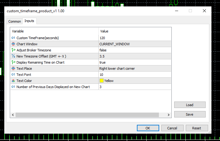 Timeframe Customization Options